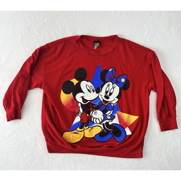 Disney Other - Mickey Minnie Sweatshirt Men's large 90s Unlimited‎ Red Crewneck size tag ripped